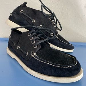 Sperry Top Sider Navy Black Suede Cow Hide Mens Size 7.5